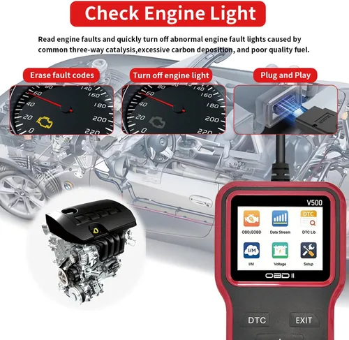 Vista 2 de Herramienta de diagnóstico del escáner OBD2: herramienta de escáner de código de luz del motor con reinicio, DTC, flujo de datos, preparación I/M