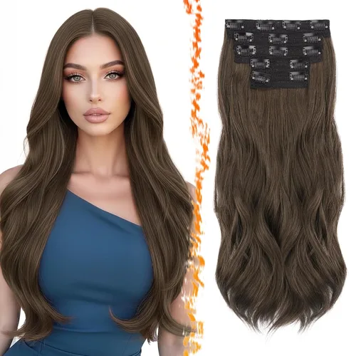 Vista 24 de BARSDAR Extensiones de cabello sintético de 20 pulgadas con clip negro