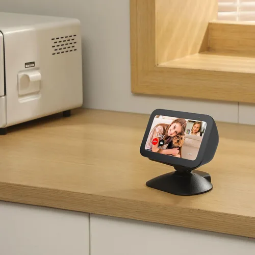 Vista 4 de Soporte ajustable para Echo Show 5 (3ª generación), Soporte con inclinación + giro, rotación multiángulo, base magnética antideslizante para Show 5