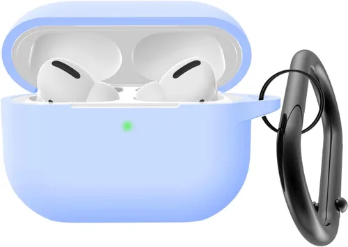 Vista 19 de Funda para Airpods Pro 2 con llavero, funda protectora de silicona suave rosa para Apple Airpods Pro Gen 2, LED frontal visible