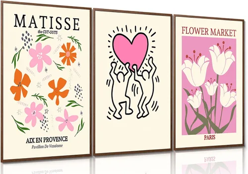 Vista 13 de Juego de 3 arte de pared de dados de póker enmarcados en blanco y negro, impresiones en lienzo estéticas retro Y2K, fotos de póster rosa de moda