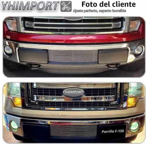 Vista 3 de Insertos de parrilla compatibles con parrilla frontal de aluminio sólido F150 2009-2014 (cromado)