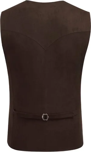 Vista 3 de COOFANDY Chaleco de traje de cuero de gamuza para hombre, chaleco occidental casual, chaleco ajustado