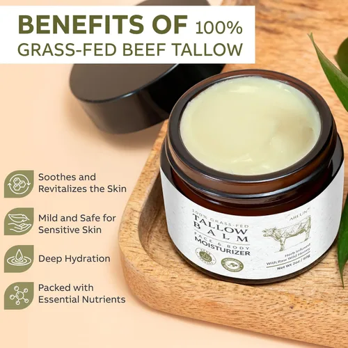 Vista 6 de Sarga de ternera para la piel, sebo de res y bálsamo de miel, hidratante facial de sebo nutre e hidrata la piel, bálsamo alimentado con pasto