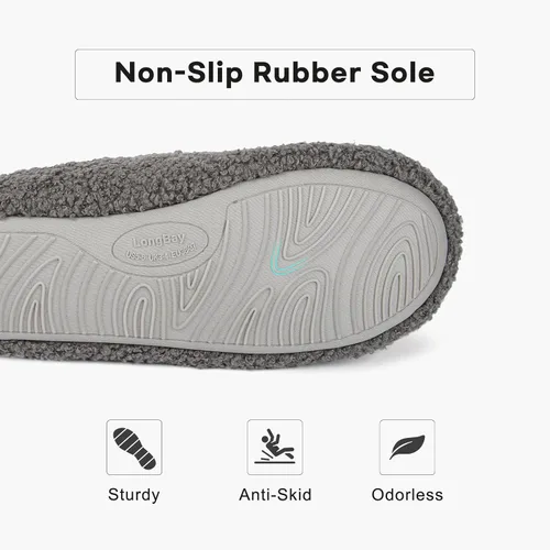 Vista 5 de LongBay Pantuflas cálidas de piel rizada para mujer, cómodas botas de forro polar de felpa con espuma viscoelástica para el hogar