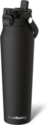 Vista 44 de Frost Buddy botella de agua aislada de 32 onzas con pajilla y tapa para beber Acero inoxidable a prueba de fugas 24 horas de frío Resistente