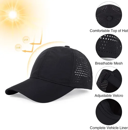 Vista 2 de Crazy Era Waterproof Sports Performance Hat Running Hat Mesh Cap Lightweight Quick Drying Hat Runner Cap for Men Women