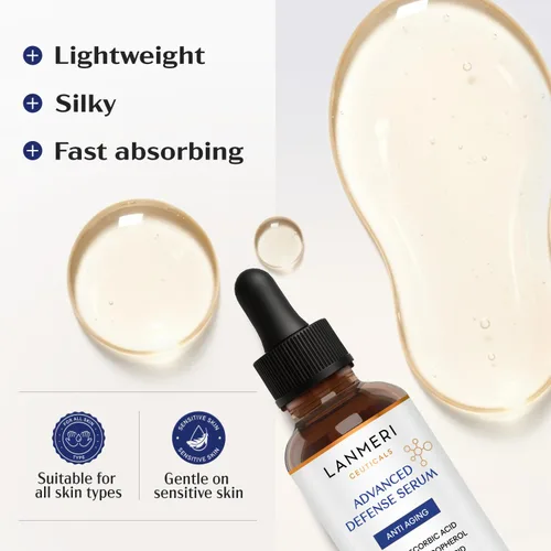 Vista 7 de Lanmeri Ceuticals 15% vitamina C + E + suero ferúlico: fórmula avanzada de defensa antioxidante con 1% de vitamina E y 0.5% ácido ferúlico, suero