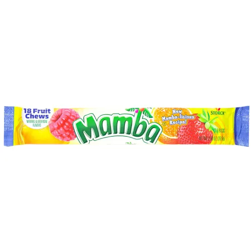 Vista 6 de Mamba Caramelos masticables de frutas – Masticables envueltos individualmente para Halloween, fiestas y aperitivos, paquete variado con fresa