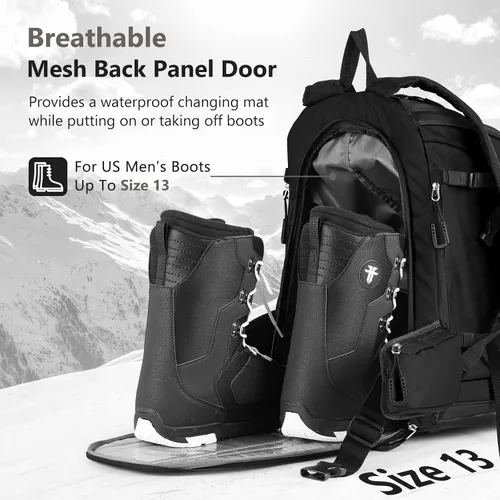 Vista 3 de MORXPLOR Ski Boot Bag - 65L Padded, Waterproof Ski Travel Backpack for Gear & Accessories
