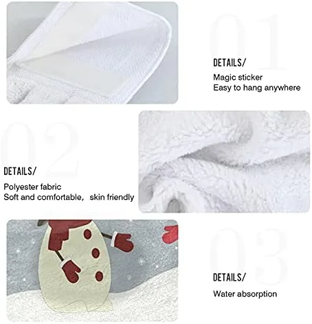 Vista 4 de Toallas de cocina con diseño de búho de muñeco de nieve de invierno, toalla de mano colgante con lazo, 2 unidades, paño suave y absorbente