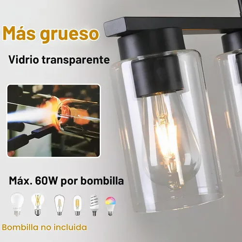 Vista 4 de Luces de isla para cocina, 4 luces negras para isla de cocina, lámparas de iluminación para comedor sobre mesa, moderna lámpara de comedor