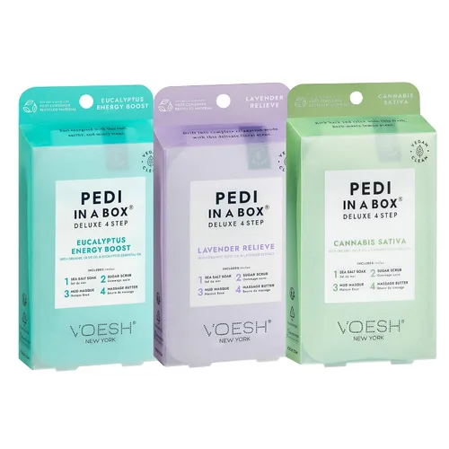 Vista 11 de VOESH Pedi in a Box - Potenciador de energía de eucalipto de 4 pasos, paquete de 3, juego de pedicura, pedicura en casa, pedicura de spa, remojo
