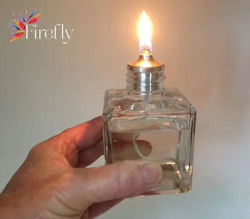 Vista 3 de Firefly Aura Petite - Lámpara cuadrada de aceite de vidrio recargable, vidrio de soda fuerte