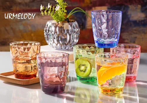 Vista 2 de Vasos festivos de acrílico de color para restaurante, resistentes a golpes, vasos para tomar jugo, vasos para vino irrompibles, vasos de plástico 4