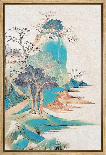Vista 45 de NWT Impresión en lienzo enmarcado para pared, acuarela, grullas, pájaros volando, naturaleza salvaje, ilustraciones de arte moderno decorativo