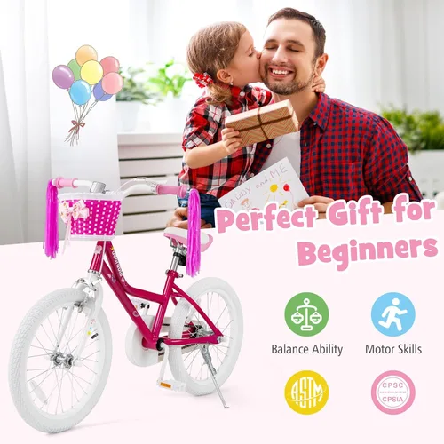 Vista 7 de BABY JOY Bicicleta para niñas, 12 pulgadas, 14 pulgadas, 16 pulgadas, 18 pulgadas, bicicleta para niños de 3 a 8 años con ruedas de entrenamiento