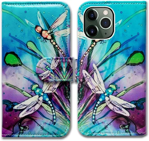 Vista 12 de Bcov Funda para iPhone 11 Pro Max, diseño de pájaro negro y verde con tapa de cuero con ranura para tarjeta de crédito, soporte para tarjeta