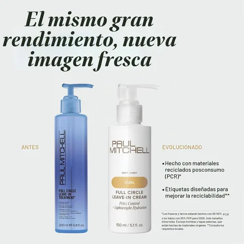 Vista 2 de Paul Mitchell Full Circle Leave-In Cream, Frizz Control, Lightweight Hydration, For Curly + Wavy Hair
