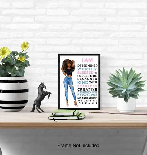 Vista 5 de Arte de pared negro motivacional para mujeres latinas hispanas étnicas afroamericanas, citas inspiradoras positivas, póster de decoración del hogar