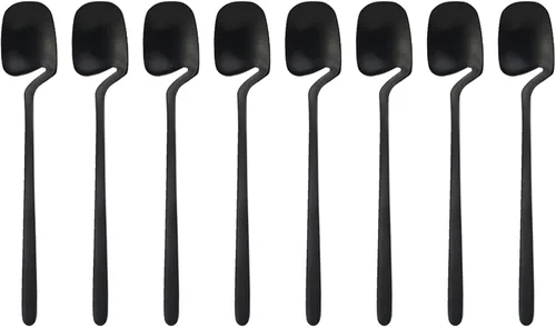 Vista 9 de Juego de cubiertos negros de 24 piezas de cubiertos negros para colgar, utensilios de acero inoxidable, incluye cuchillo, tenedor/cuchara, acabado