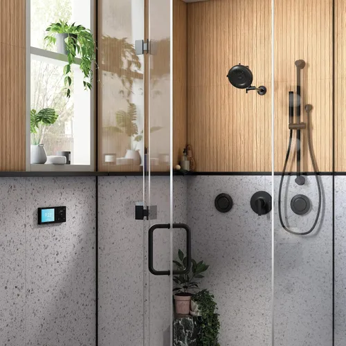 Vista 5 de Moen Mosaic Matte Black Round Two Function Body Spray, requiere válvula, TS1422BL