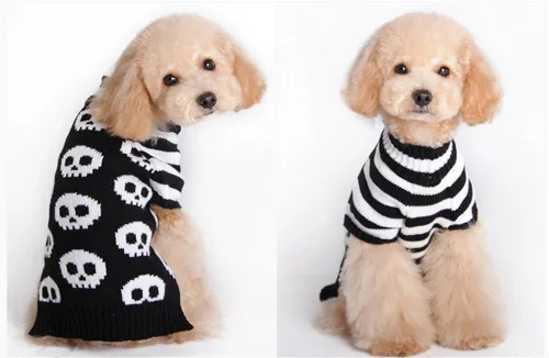 Vista 5 de NACOCO Suéteres para mascotas, suéter de esqueleto, ropa para perros y gatos, ropa para mascotas, suéteres para perros pequeños (XS)