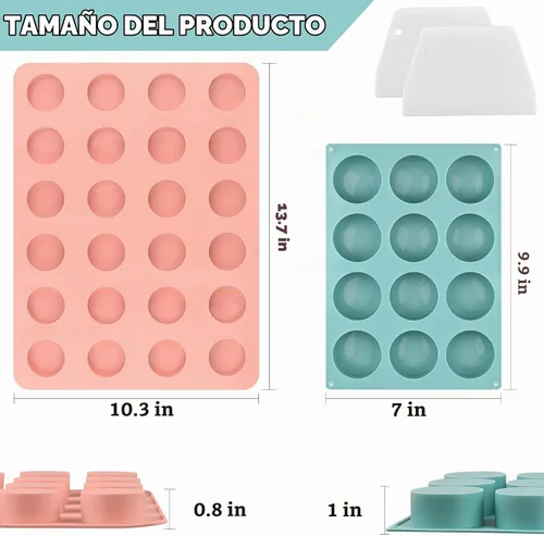 Vista 3 de Actvty Juego de Moldes para Puck de Pastel, Moldes de Silicona para Pasteles Cubiertos de Chocolate, Moldes Redondos para Cake Pops de 24 Cavidades