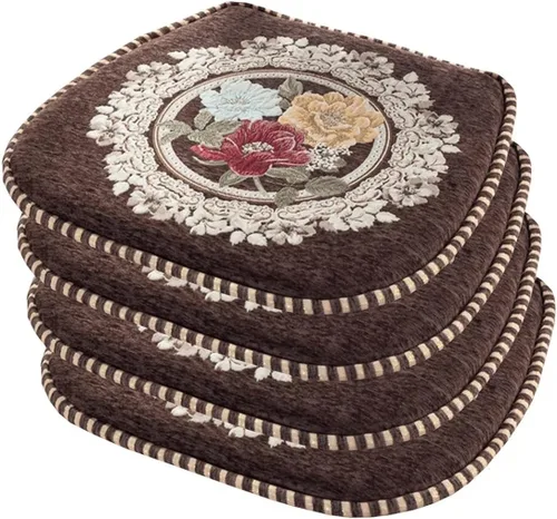 Vista 16 de EORNOW Juego de cojines para silla de comedor con lazos, juego de 1/2/4, almohadillas antideslizantes para silla de comedor con funda extraíble