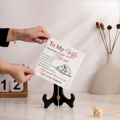 Vista 5 de LukieJac Regalos para esposa del esposo romántica de cerámica I Love You, placa de regalo para esposa, ideas de regalo de cumpleaños, día de San