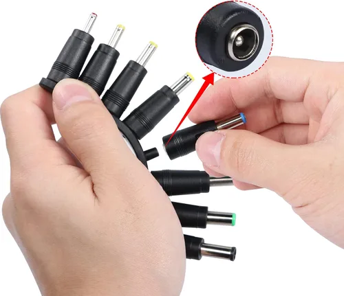 Vista 4 de QIANRENON Convertidor de adaptador de corriente CC universal 8 en 1, enchufe de fuente de alimentación de CC de calibre múltiple, adaptador hembra a