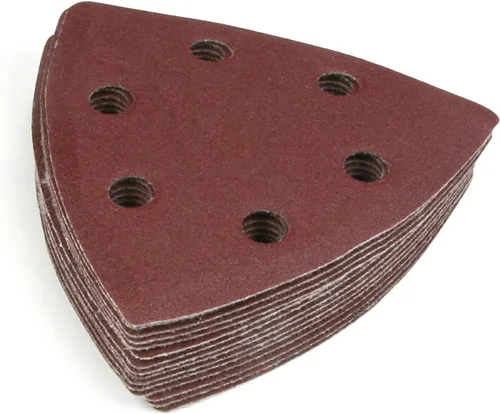 Vista 38 de Utoolmart Papel de lija para detalles, papel de lija triangular, almohadillas de lijado de gancho y bucle, multiherramienta oscilante triangular, 15