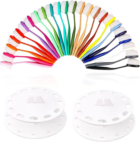 Vista 10 de Yoseng 10 pinceles de mezcla de tinta para hacer tarjetas, manualidades de papel surtido de amplia aplicación con mango de código de color y tapas