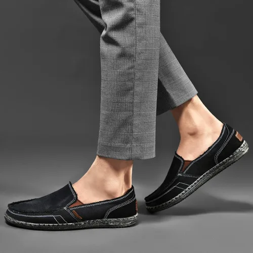 Vista 6 de CASMAG Zapatos de tela para hombre estilo casual zapatos de lona antideslizantes para ocio estilo vintage zapatos náuticos planos