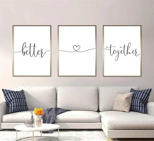 Vista 5 de NATVVA 3 piezas de lienzo impreso en lienzo Love Is Patient Is Kind Never Fails, pintura de cuadros para el Día de la Madre, arte de pared, regalos