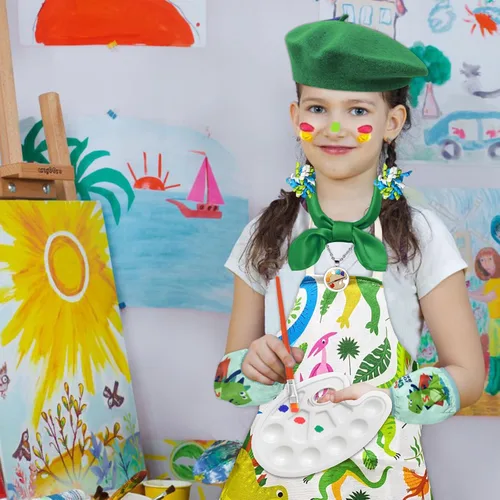 Vista 3 de Juego de 15 piezas de disfraz de artista para niños, delantal de arte para niños, disfraz de pintor para Halloween, día de la carrera, fiesta