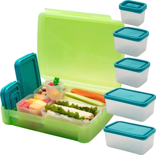 Vista 13 de BENTOLOGY - Lonchera Bento a prueba de fugas con 5 recipientes extraíbles - Fruta/Multicolor