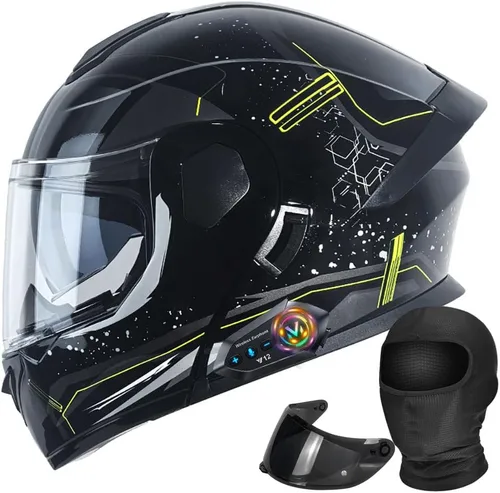 Vista 13 de Casco modular de motocicleta Bluetooth aprobado por DOT con visera solar integrada, doble escudo antivaho y sistema de ventilación múltiple