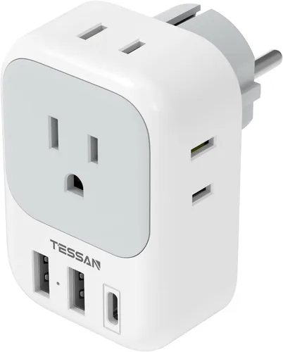Vista 9 de TESSAN - Adaptador de enchufe de EE. UU. a Japón PD 20W, adaptador de 2 clavijas a 3 clavijas