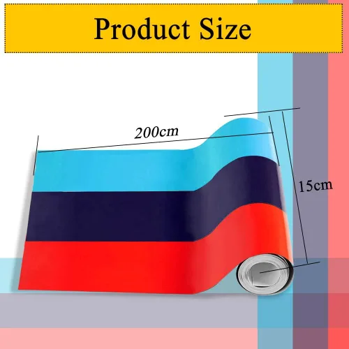 Vista 2 de 78"x5.9" Calcomanía de rayas de color DIY Modificada, impermeable, para capó, techo, defensas laterales, parrilla delantera, parachoques delantero