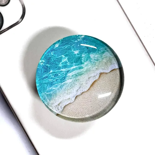 Vista 10 de Blue Ocean Beach Soporte de Agarre Plegable Extensible para Teléfono Celular con Cristal Transparente y Purpurina para Teléfonos Inteligentes