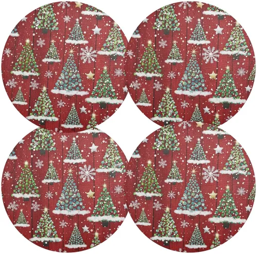 Vista 2 de Abstract Christmas Trees Placemat, Non Slip Dining Table Heat Resistant Pads for Kitchen one sizex1