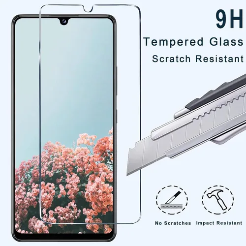Vista 3 de Protector de pantalla diseñado para Samsung Galaxy A42 + protector de lente de cámara, fácil instalación, sin burbujas, transparente HD, vidrio