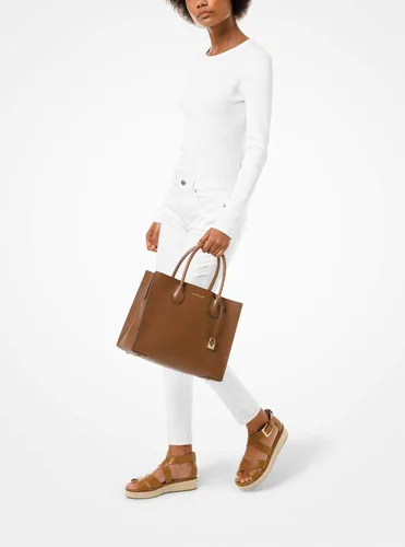 Vista 2 de Michael Kors Mercer Bolso grande de cuero Saffiano, equipaje