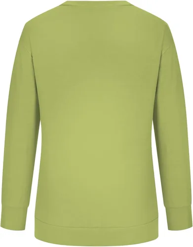 Vista 5 de Blczomt Sudadera de cuello redondo para mujer, de gran tamaño, casual, color liso, cómoda, de manga larga, ropa de moda de otoño