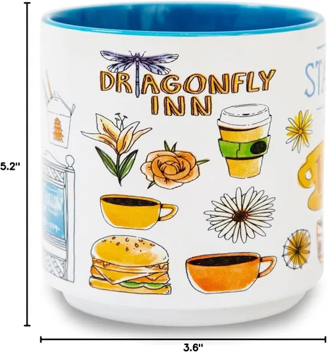 Vista 8 de Taza de cerámica con iconos de Gilmore Girls de Stars Hollow Taza grande de café para espresso, cafeína, bebidas, artículos esenciales