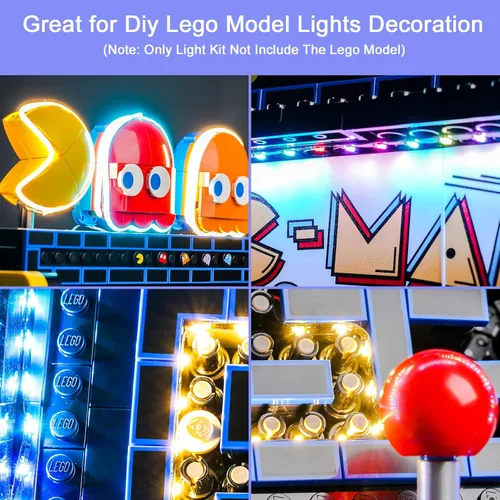 Vista 2 de Kit de luz mejorado compatible con Lego Icons PAC-Man Arcade Building Blocks Model, decoración de luces compatible con Lego 10323
