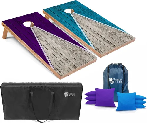 Vista 20 de Tailgating Pros Juego de tablero de Cornhole ligero con diseño piramidal con bolsas de frijoles y estuche de transporte, juego de cornhole
