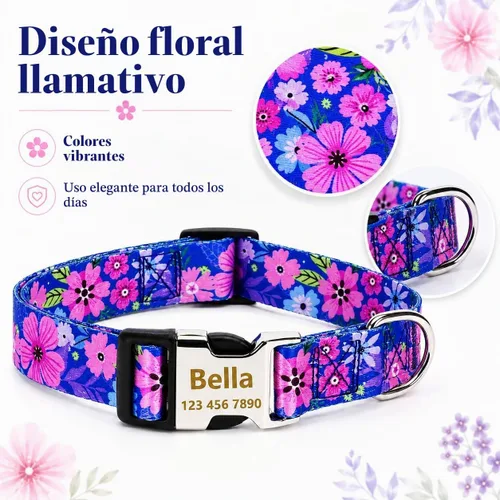 Vista 8 de Collares de perro personalizados con placa de identificación grabada con número de teléfono, collares ajustables coloridos para perros macho