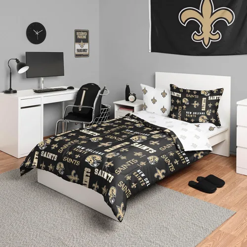 Vista 21 de FOCO Juego de ropa de cama unisex para adultos con logotipo del equipo de la NFL, sábanas y fundas de almohada, juego de ropa de cama de 5 piezas